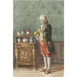 M.M. Ogden (British, 19th/20th Century), Gentleman Examining Vase
