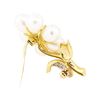 Image 2 : 0.44 ctw Diamond and Pearl Flower Pin - 14KT Yellow Gold