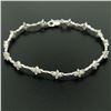 Image 4 : 18K White Gold 1.65 ctw Diamond Flower Cluster Twisted Wire Link Tennis Bracelet