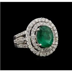 14KT White Gold 3.58 ctw Emerald and Diamond Ring