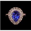 Image 2 : 3.45 ctw Tanzanite and Diamond Ring - 14KT Rose Gold