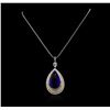 Image 2 : 18KT White Gold GIA Certified 69.66 ctw Tanzanite and Diamond Pendant With Chain