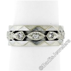 Antique 14kt White Gold 0.20 ctw Diamond 7mm Eternity Band Ring