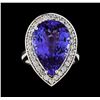 Image 2 : GIA Cert 11.93 ctw Tanzanite and Diamond Ring - 14KT White Gold