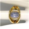 Image 7 : 14K Yellow Gold Split Shank Bezel Cabochon Blue Star Sapphire Mens Ring