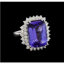 15.75 ctw Tanzanite and Diamond Ring - 14KT White Gold