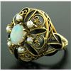 Image 2 : 14k Yellow Gold Opal Pearl Black Enamel Large Dome Ladies Cocktail Ring