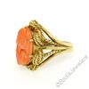 Image 5 : Vintage 14kt Yellow Gold Carved Coral Cameo Solitaire Ring