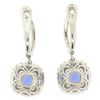 Image 7 : 14k White Gold 4.15 ctw Cushion Tanzanite Dangle Earrings w/ Pave Diamond Halos