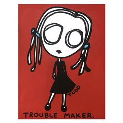 Todd Goldman, "Trouble Maker" Hand Signed Original Painting on Canvas with Lette