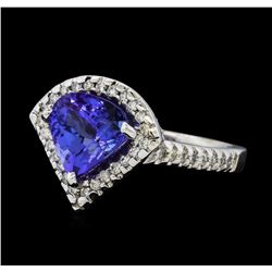 2.78 ctw Tanzanite and Diamond Ring - 14KT White Gold