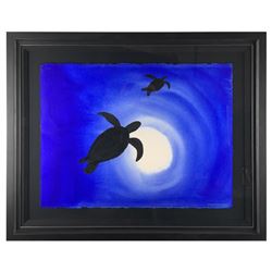 Wyland, "Ocean Silhouette 2" Original Painting; Hand Signed and Framed; Certific