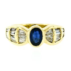 Trevi 18kt Yellow Gold 1.90 ctw Oval Sapphire & Baguette Diamond Ring