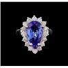 Image 2 : 5.02 ctw Tanzanite and Diamond Ring - 14KT White Gold