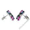 Image 3 : 18kt White Gold 3.86 ctw Oval Sapphire and Round Diamond Stud Earrings