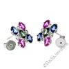Image 5 : 18kt White Gold 3.86 ctw Oval Sapphire and Round Diamond Stud Earrings