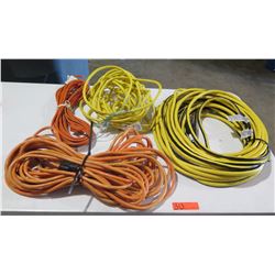 Mix lot of Extension Cords  1- 100' 10 guage cord, 2-12 guage cords and one 14 guage cord.