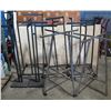 Image 1 : Mixed lot of clothes display racks.   As shown.   Some casters missing.   No ring for silver racks.