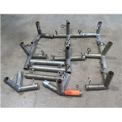 1" tent connectors.   Enough hardware for one 20'x20' tent.   No poles included. EZ-Corner style con