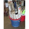 Image 2 : Four buckets of PVC Stake covers.   Some have cuts to allow tie downs to fit on the cover.