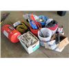 Image 1 : Mix Lot of Misc items. Rope, Grease Guns, 12 guage cords, (Sledge Hammers not in lot)