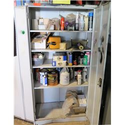 Metal Cabinet with all contents as pictured.   Misc items, Top con Level At-G3.
