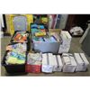Image 1 : A large Lot of plastic table covers, skirts, rolls of table coverings.