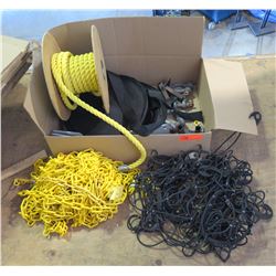 Misc items: Rope, Yellow plastic chain, Truck cover, webbing