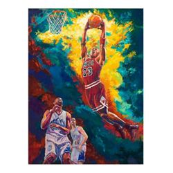 Turchinsky Dimitry, "Michael Jordan Dunks" Hand Signed Mixed Media on Canvas with Letter of Authenti