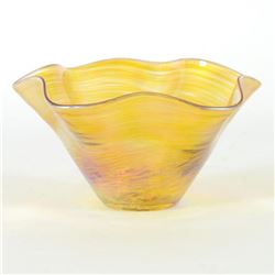 Glass Eye Studios, "Mini Wave Bowl (Gold)" Hand Blown Glass Sculpture (Second).