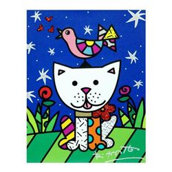 Romero Britto "Pals" Hand Signed Limited Edition Giclee on Canvas; Authenticated