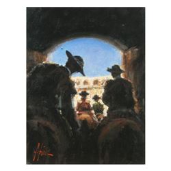 Fabian Perez, "Camino A La Gloria" Hand Textured Limited Edition Giclee on Board. Hand Signed and Nu