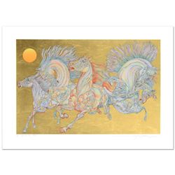 Guillaume Azoulay, "Lever De Soleil" Limited Edition Serigraph with Hand Laid Gold Leaf, Numbered 1/