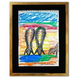 Menashe Kadishman- Pastel on Paper "Untitled"