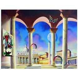 Ferjo, "Plaza De San Pedro Vaticano" Original Painting on Canvas, Hand Signed with Letter of Authent