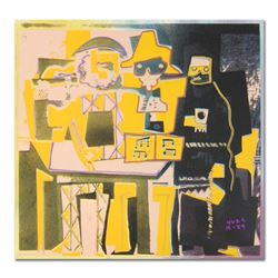 Ringo, "Three Musicians (Picasso Homage)" One-of-a-Kind Hand-Pulled Silkscreen and Mixed Media Paint