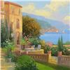Image 2 : Ming Feng, "Majestic Riviera" Original Oil Painting on Canvas, Hand Signed with Letter of Authentici