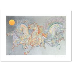 Guillaume Azoulay- Serigraph on paper with hand laid silver leaf  "Lever De Soleil"