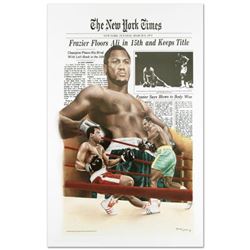 "Frazier Floors Ali" Fine Art Poster (26.5" x 36.5") Featuring Heavyweight Champs Joe Frazier and Mu