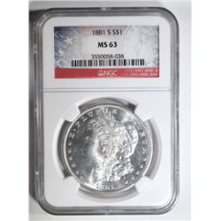 1881-S MORGAN DOLLAR NGC MS-63