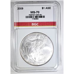 2009 AMERICAN SILVER EAGLE BGC PERFECT GEM BU