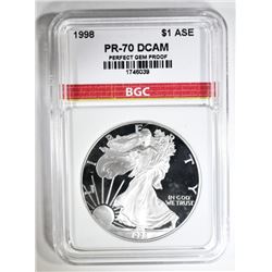 1998 AMER. SILVER EAGLE BGC PERFECT PR DCAM