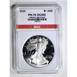 2000 AMER. SILVER EAGLE BGC PERFECT PR DCAM