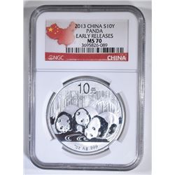 2013 CHINESE SILVER PANDA NGC MS-70 EARLY RELEASE