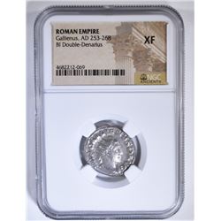 AD 253-268 GALLIENUS BI DOUBLE-DENARIUS NGC XF