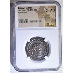 AD 286-310 MAXIMIAN BI NUMMUS NGC CH AU