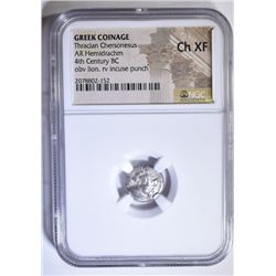 4TH CENTURY BC AR HEMIDRACHM NGC CH XF