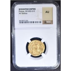 AD 602-610 PHOCAS  AV SOLIDUS NGC AU