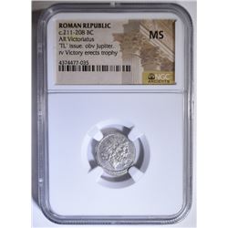 211-208 BC AR VICTORIATUS NGC MS