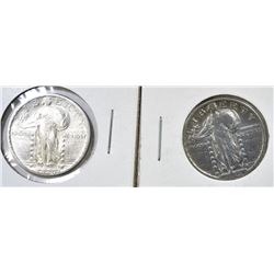 1920-S XF CLEANED & 23 VF STANDING QUARTERS